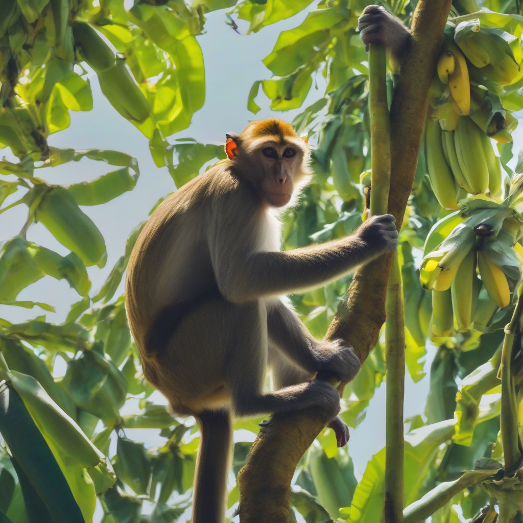 小猴子爬樹吃香蕉